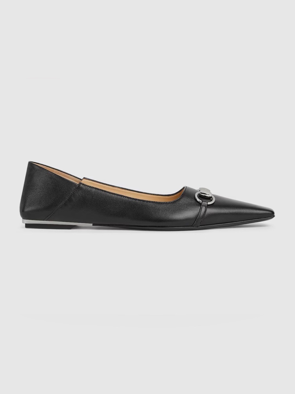 Gucci Vittoria Black Leather Horsebit Pointed ballet Flats 40 shoes - Picture 6 of 7
